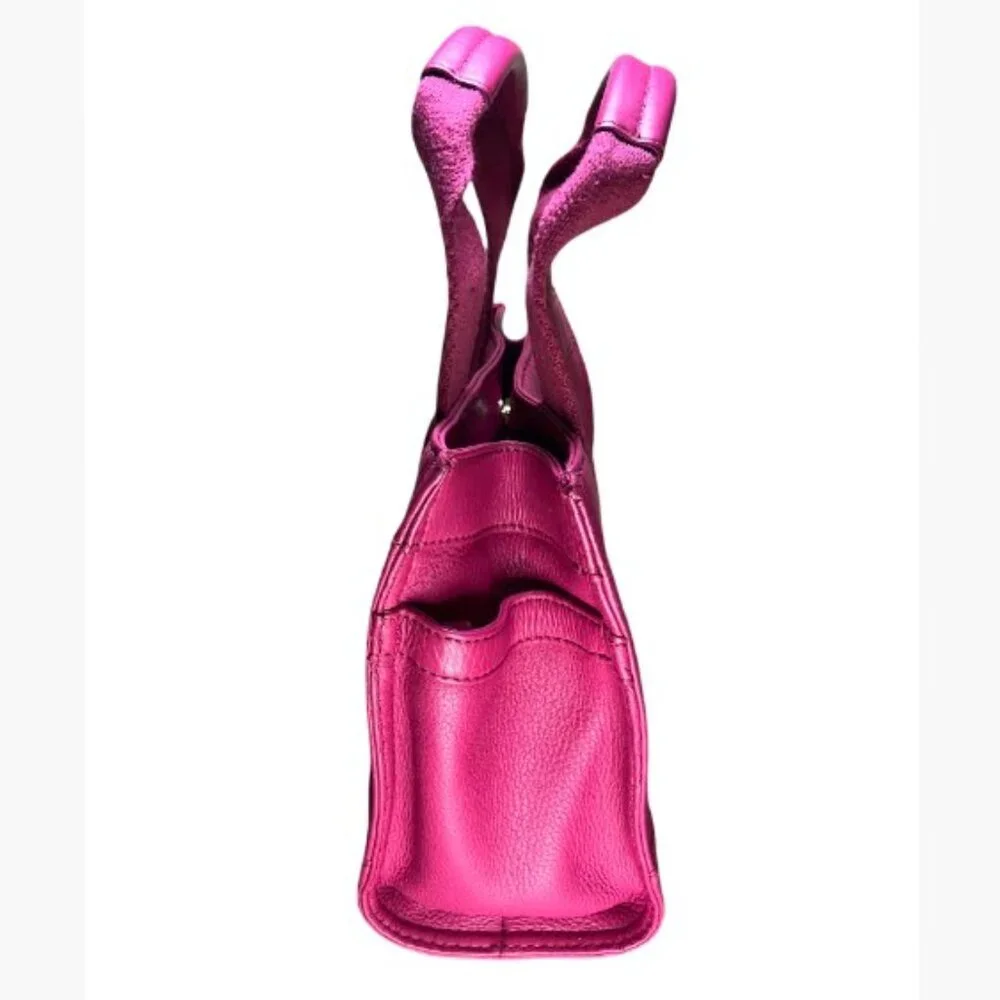 Tory Burch Ella   PM Party Host Pick   Small Leather and Canvas Tote Magenta EUC - Picture 3 of 14